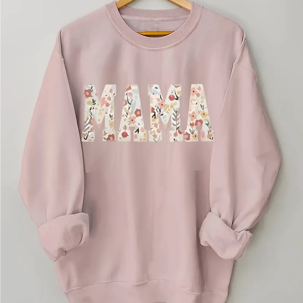 Pink oversized MAMA Floral Sweatshirts XL